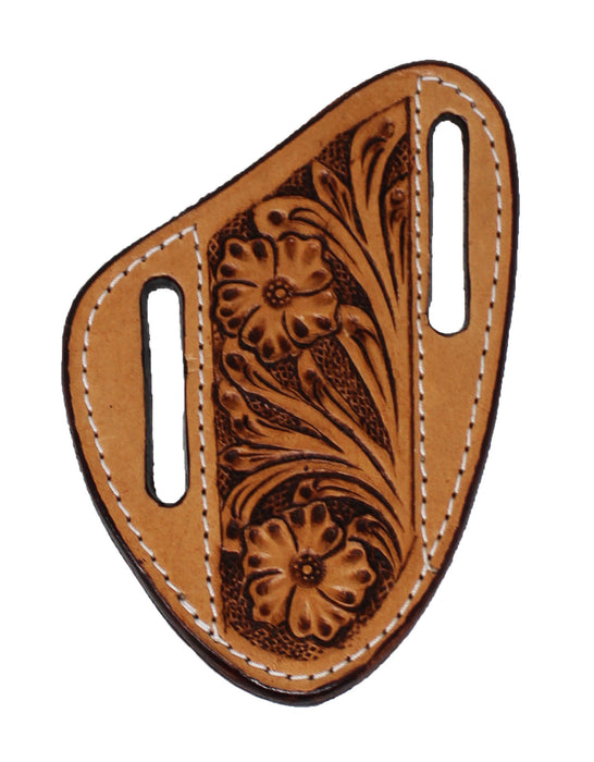 Western Leather Floral Tooled Beaded Inlay Knife Holder Flat Sheath 29RSKnifeHolder-B