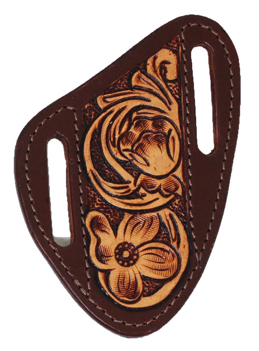 Western Leather Floral Tooled Beaded Inlay Knife Holder Flat Sheath 29RSKnifeHolder-B