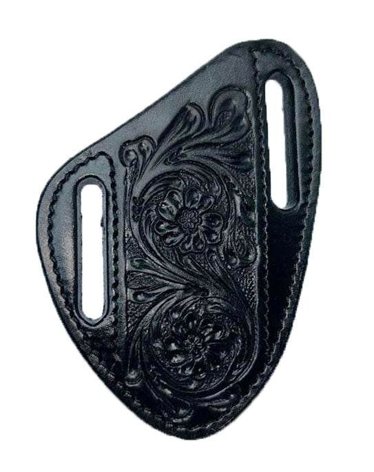 Western Leather Floral Tooled Beaded Inlay Knife Holder Flat Sheath 29RSKnifeHolder-B