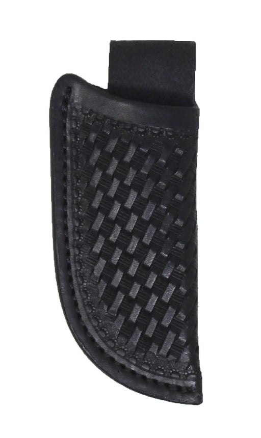 Western Leather Basket Weave Tooled Black Knife Holder Vertical Sheath 29RST20A