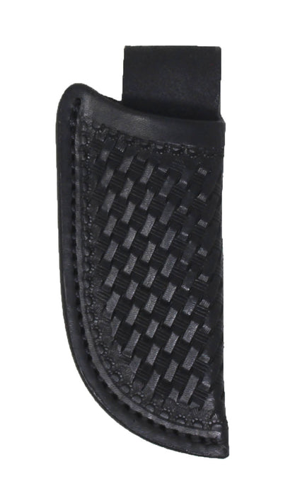 Western Leather Basket Weave Tooled Black Knife Holder Vertical Sheath 29RST20A