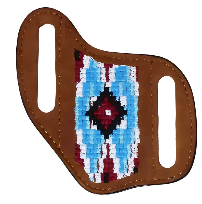 Western Distressed Brown Leather Embroidered 4" Knife Sheath for Belts  29RTE