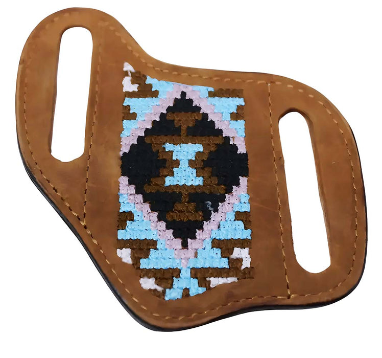 Western Distressed Brown Leather Embroidered 4" Knife Sheath for Belts  29RTE