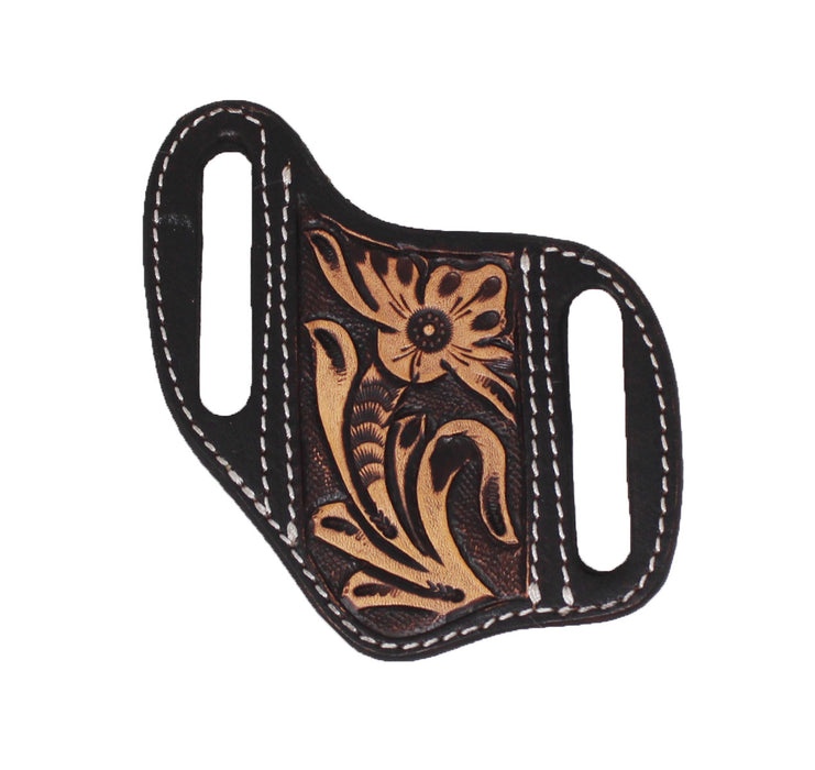 Western 4" Antique Floral Tooled Leather Buckstitch Knife Sheath for Belt 29RTT