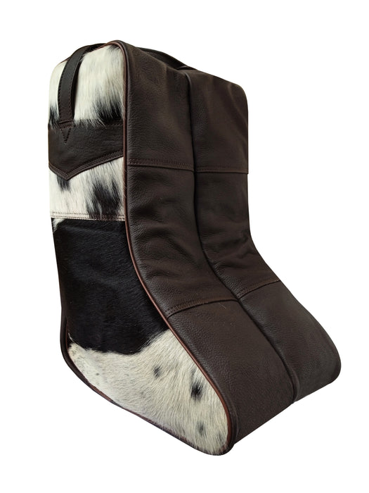 Challenger Cowhide Premium Full-Grain Leather Western Rodeo Boot Carrier Storage Protective Bag with Handle