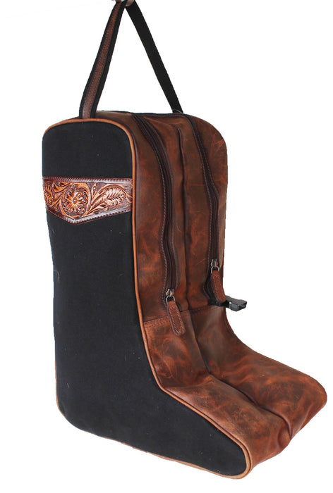 Western Waxed Canvas Leather Travel Carry Storage Boot Bag Waterproof 30SK02