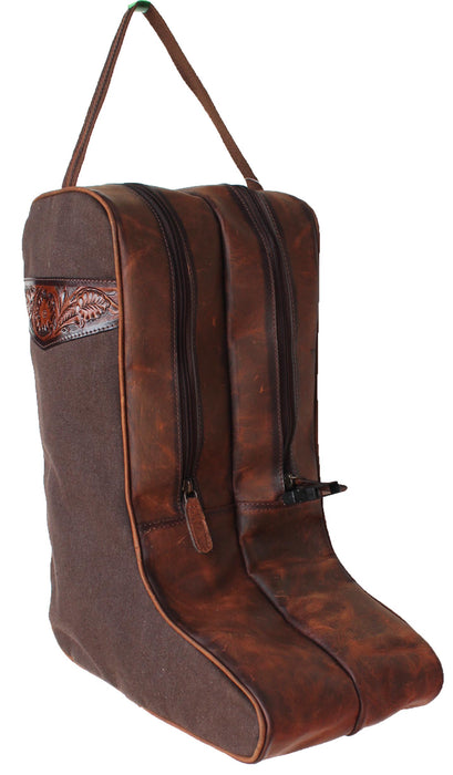 Western Waxed Canvas Leather Travel Carry Storage Boot Bag Waterproof 30SK02