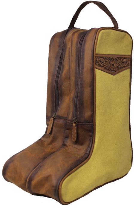 Western Waxed Canvas Leather Travel Carry Storage Boot Bag Waterproof 30SK02