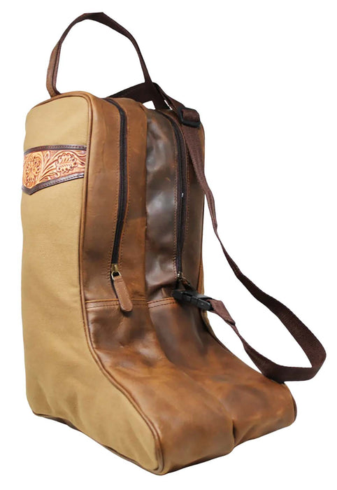 Western Waxed Canvas Leather Travel Carry Storage Boot Bag Waterproof 30SK02