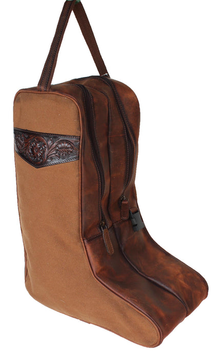 Western Waxed Canvas Leather Travel Carry Storage Boot Bag Waterproof 30SK02