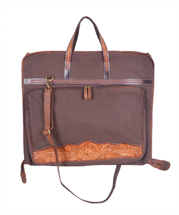 Western Canvas Antique Floral Tooled Travel Carry Garment Storage Bag 32SK04