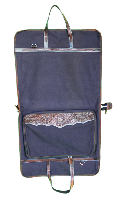 Western Canvas Antique Floral Tooled Travel Carry Garment Storage Bag 32SK04