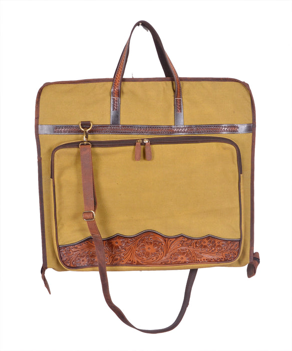 Western Canvas Antique Floral Tooled Travel Carry Garment Storage Bag 32SK04