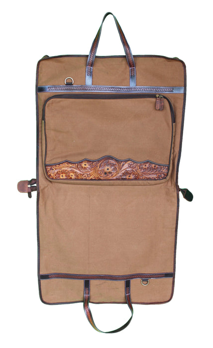 Western Canvas Antique Floral Tooled Travel Carry Garment Storage Bag 32SK04