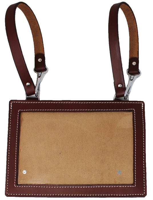 Set of 2 Handmade Floral Tooled Tan Leather Livestock Horse Show Exhibitor Number Holder