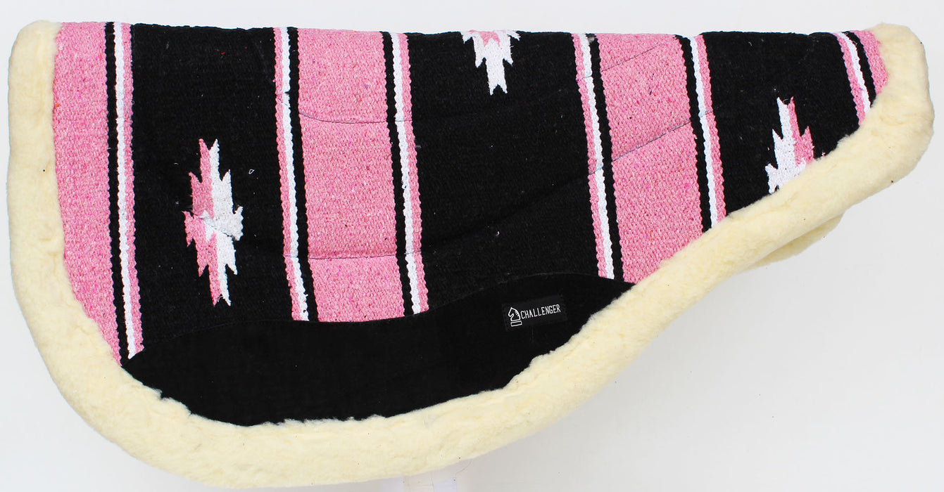 Cotton Western Horse SADDLE PAD 32x30 Round Wool Felt Fleece Back Pink 3476