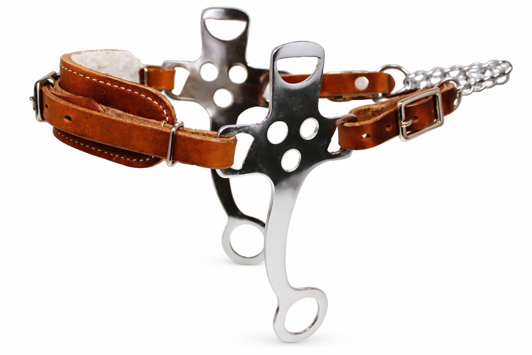 Horse Western English Leather Bitless Hackamore 7" Shank Adjustable Nose 35153