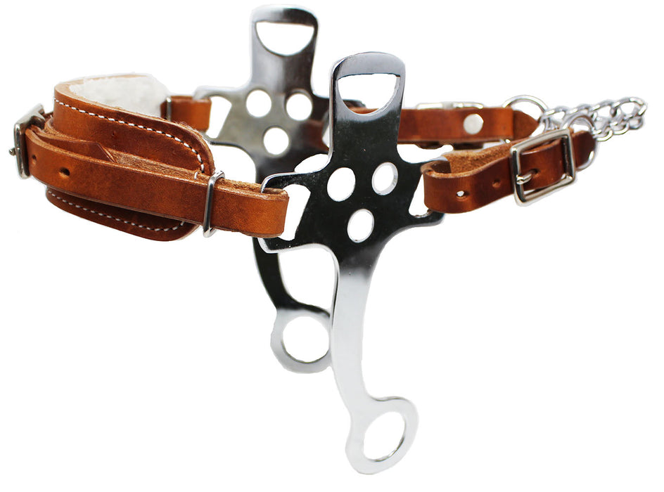 Horse Western English Leather Bitless Hackamore 7" Shank Adjustable Nose 35153