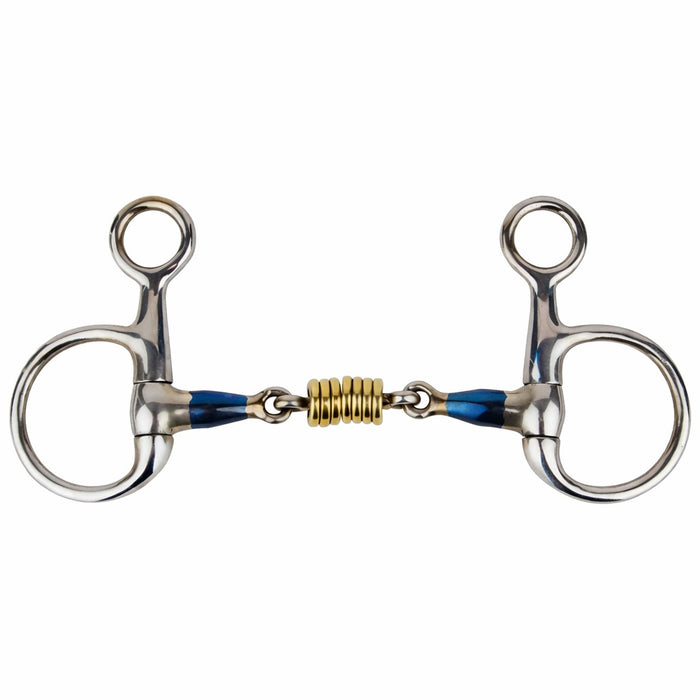 Stainless Steel 3-Piece Dog Bone Snaffle Baucher Bit w/ Copper Rings 35433