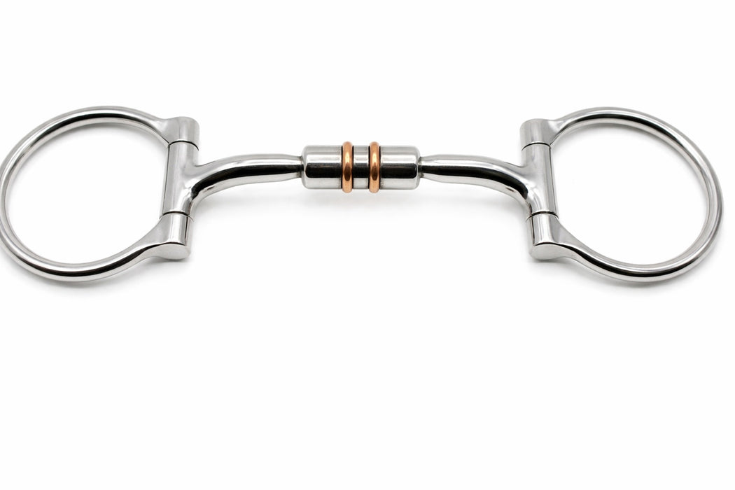 Stainless Steel 5.5" Mouth D-Ring Comfort Snaffle Bit Copper Rollers 35515C