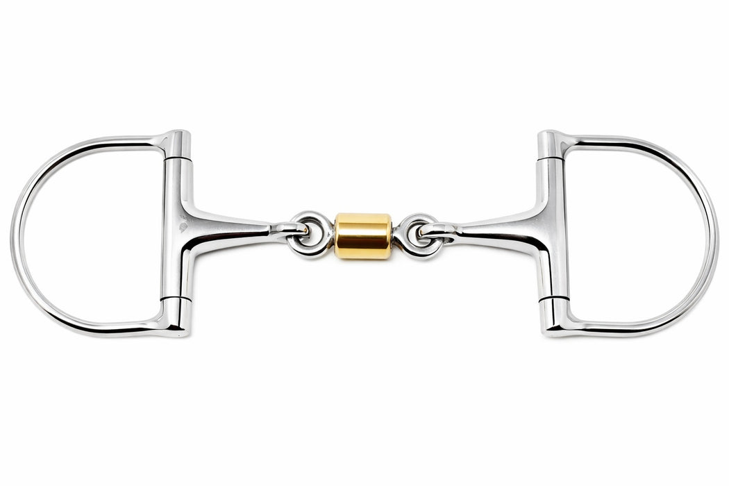 SS D-Ring Dog Bone Copper Roller Mouth Snaffle Horse Bit 35520