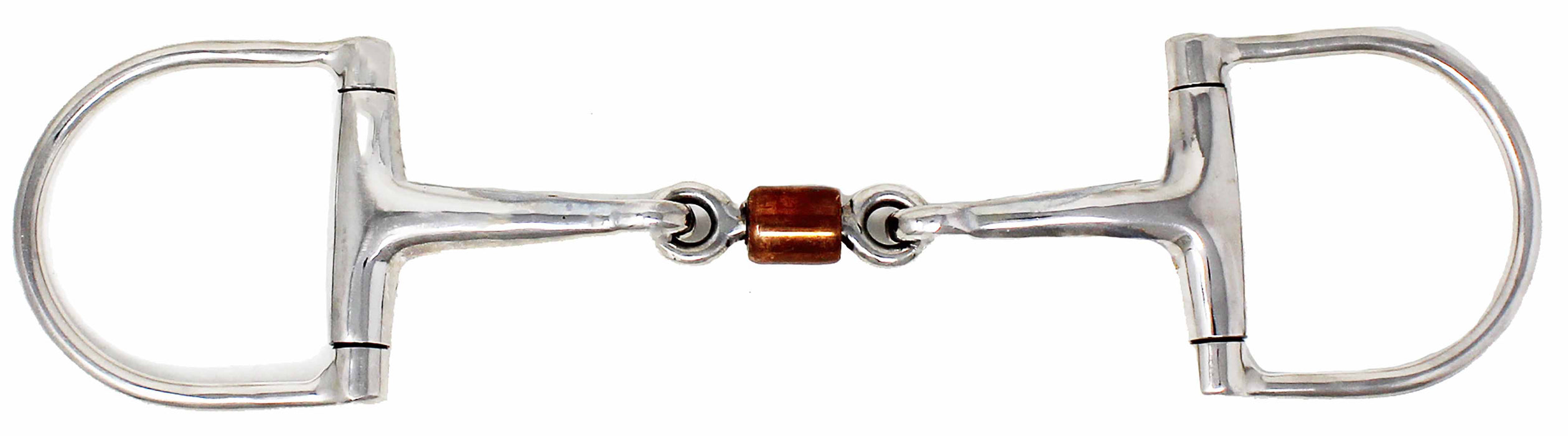 SS D-Ring Dog Bone Copper Roller Mouth Snaffle Horse Bit 35520