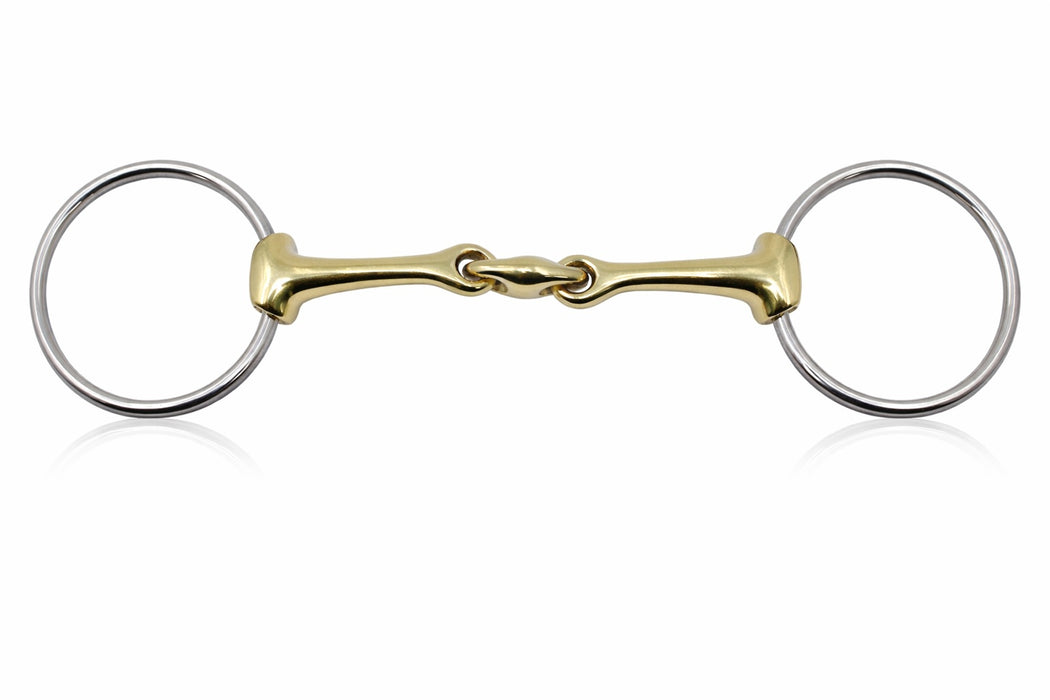 LOOSE RING SNAFFLE PINCHLESS LOZENGE DOG BONE SS BRASS 5" MOUTH HORSE BIT 35558B