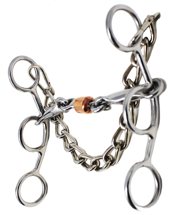 Horse Stainless Steel Western 5-1/2" Jointed Snaffle Bit w/ Copper Roller 35619C
