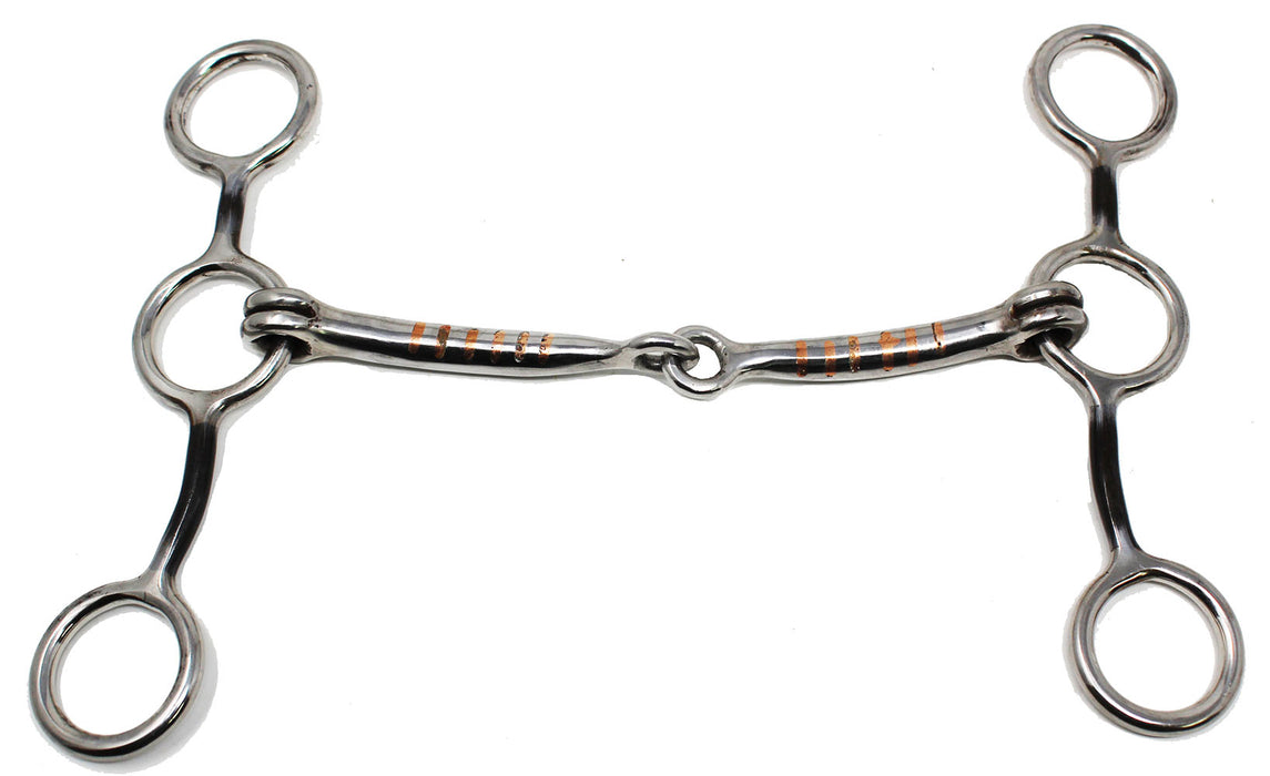 5.5" Mouth Smooth Snaffle Gag Bit w/ Copper Inlay 35624C