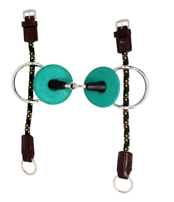 Horse 5" Rubber Mouth Eggbutt Snaffle Cheltenham Turquoise Bit Guard Gag Nylon Cheeks 35627