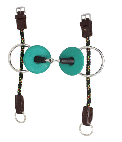 Horse 5" Rubber Mouth Eggbutt Snaffle Cheltenham Turquoise Bit Guard Gag Nylon Cheeks 35627