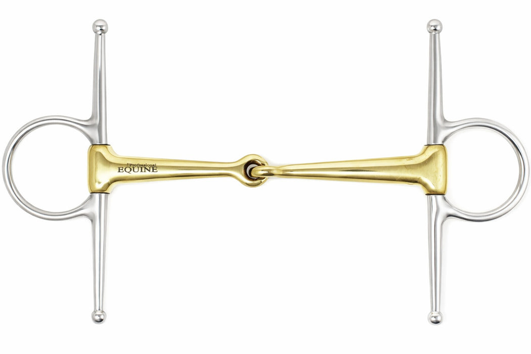Stainless Steel Full Cheek Jointed Brass Mouth Snaffle Bit Tack 35650