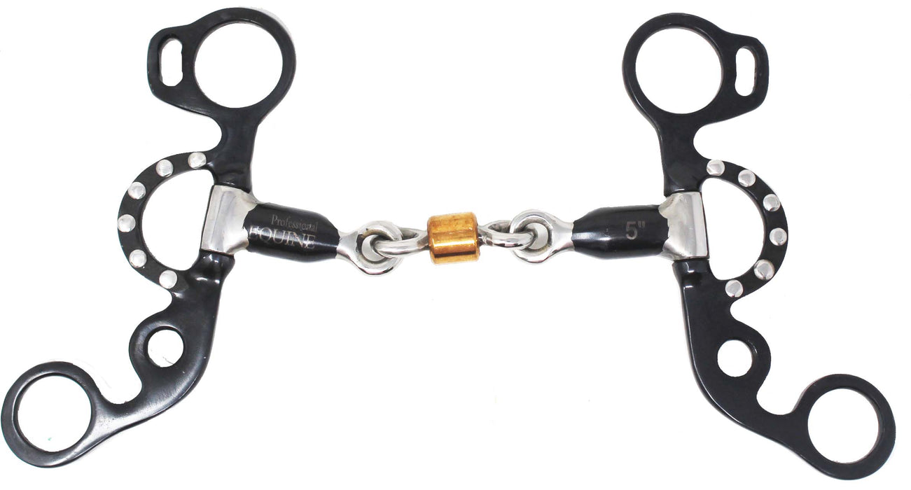 Short Shank Sweet Iron Dog Bone Snaffle w/ Copper Roller Horse Bit 35656