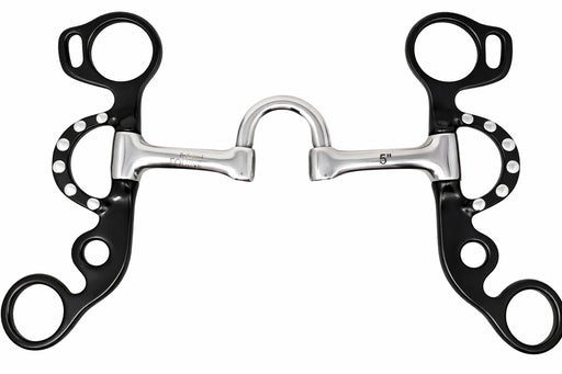 5" Low Port Swivel Mouth Short Shank Studded Cheek Horse Correction Bit 35657B