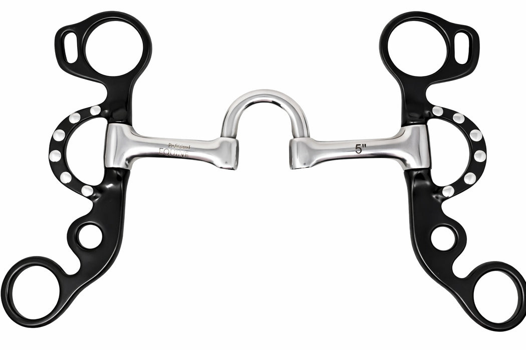 5" Low Port Swivel Mouth Short Shank Studded Cheek Horse Correction Bit 35657B