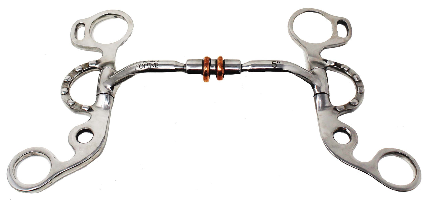 5" Argentine Jointed Copper Roller Mouth Short Shank Horse Snaffle Bit 35663B