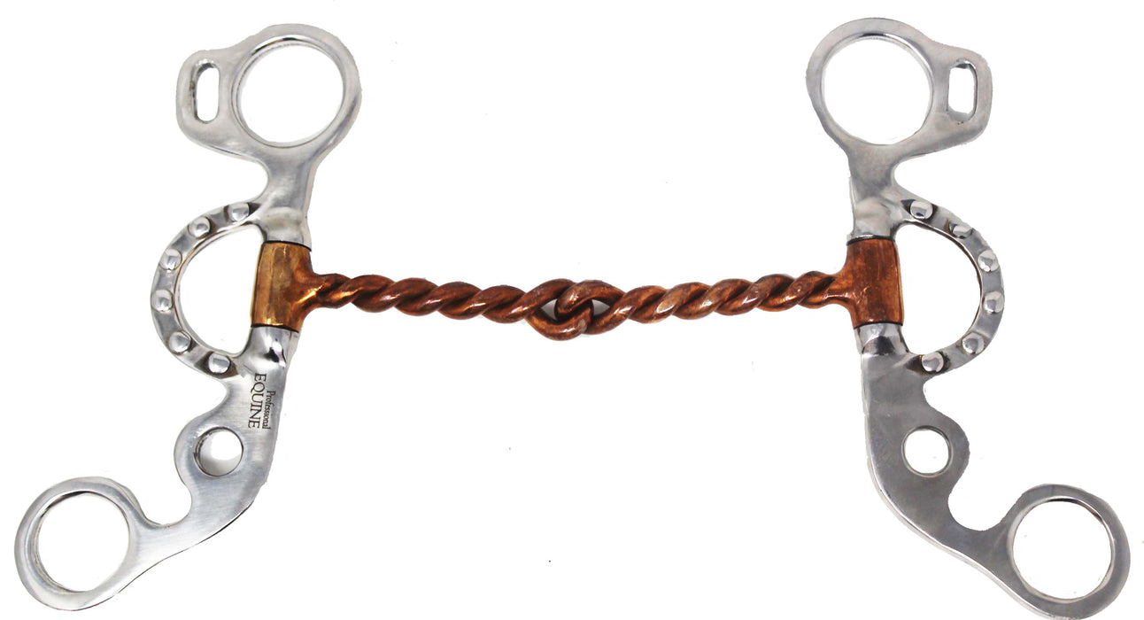 5" Short Shank Argentine Twisted Wire Copper Mouth Snaffle Studded Bit 35665B
