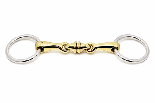 SS Loose Ring 5" Mouth Brass Lozenge Double-Jointed Snaffle Horse Bit 35672B