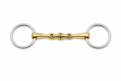 SS Loose Ring 5" Mouth Brass Lozenge Double-Jointed Snaffle Horse Bit 35672B