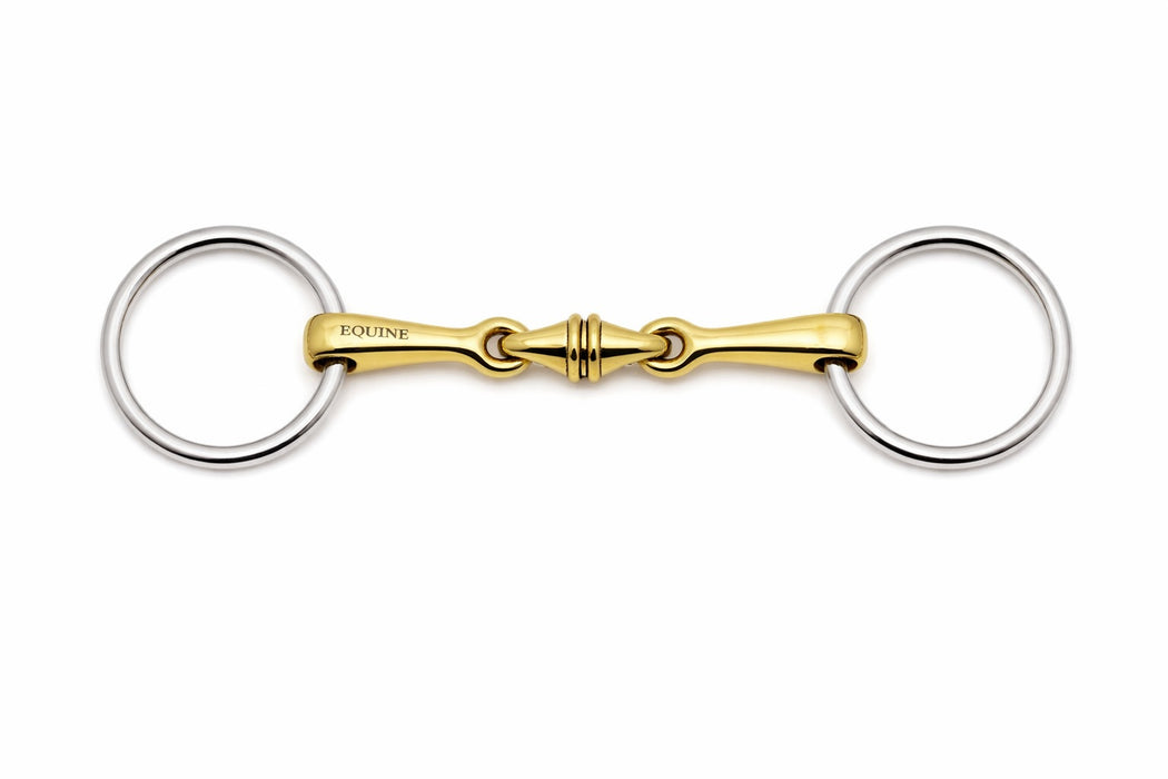 SS Loose Ring 5" Mouth Brass Lozenge Double-Jointed Snaffle Horse Bit 35672B