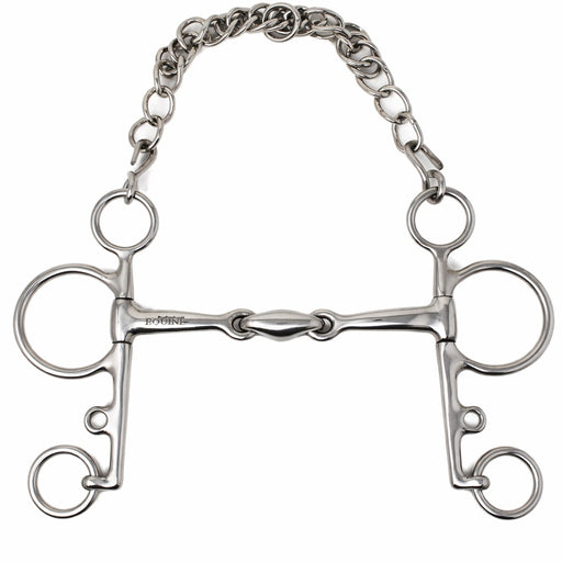 Stainless Steel Pelham 5" Double Jointed Lozenge Mouth Snaffle Bit w/ Curb 35673B