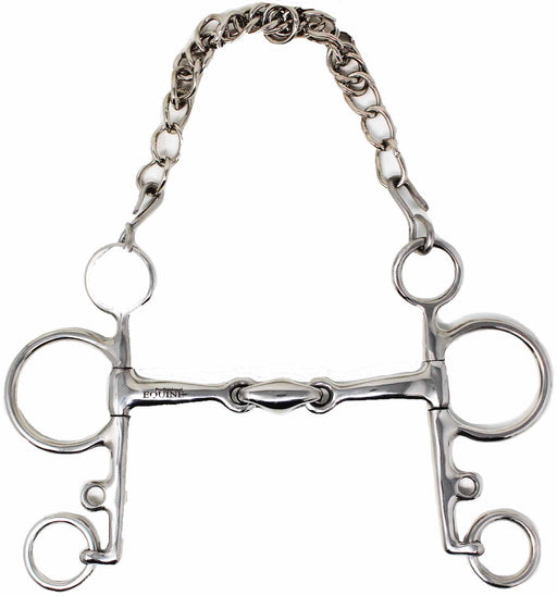 Stainless Steel Pelham 5" Double Jointed Lozenge Mouth Snaffle Bit w/ Curb 35673B