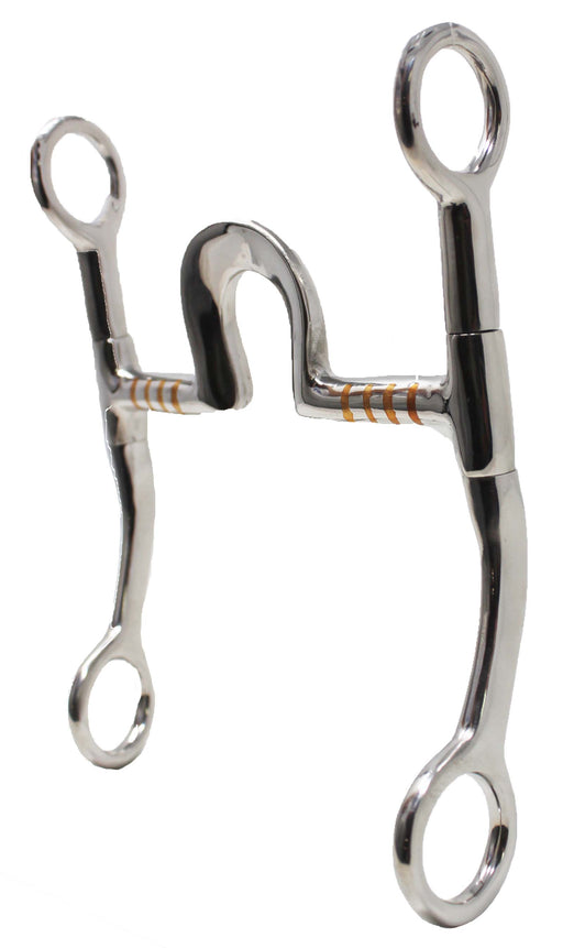 Western SS 5" High Port Mouth Swivel Cheek Horse Copper Inlay Bit 35674B