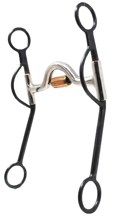 Western Sweet Iron SS 5" Medium Port Mouth Copper Roller Swivel Horse Bit 35682B