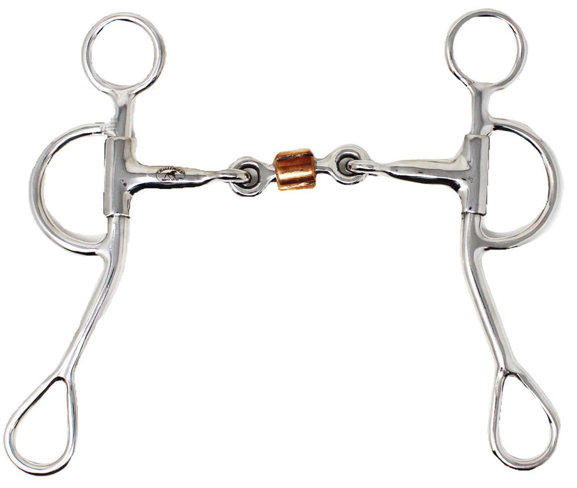 Horse Argentine SS 5" Dog Bone Snaffle Mouth Bit Copper Roller 35GA05B