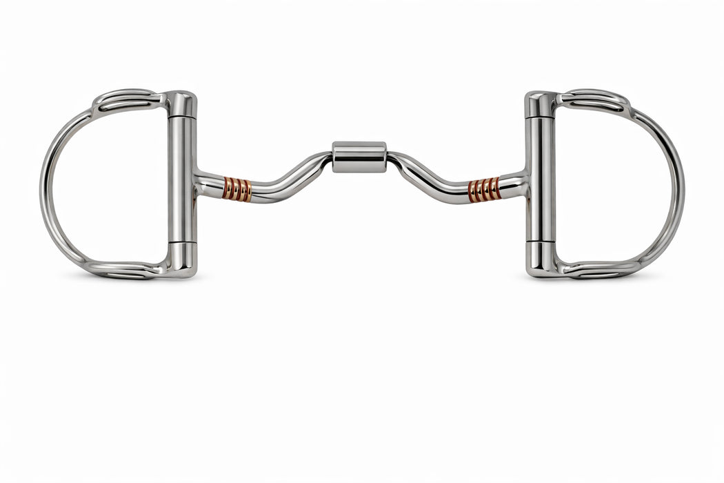 Horse Stainless Steel 5" Mouth D-Ring Comfort Snaffle Bit w/ Roller 35GA07B