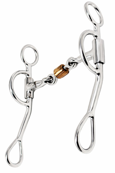 Horse Argentine SS 5" Dog Bone Snaffle Mouth Bit Copper Roller 35GA08B