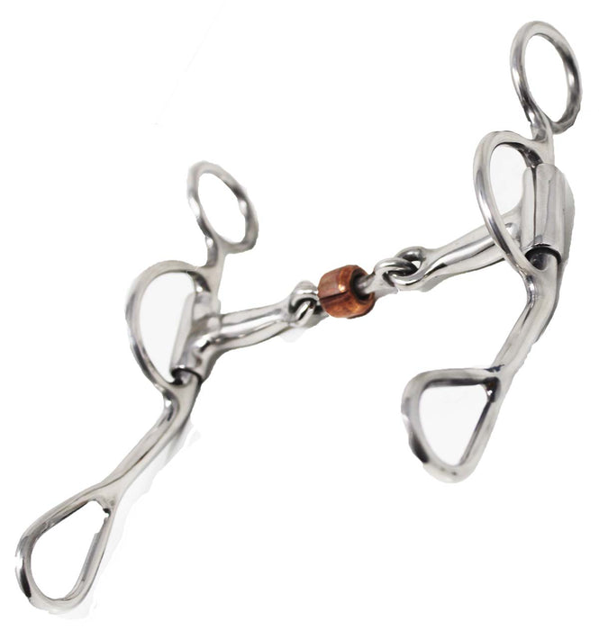 Horse Argentine SS 5" Dog Bone Snaffle Mouth Bit Copper Roller 35GA11B