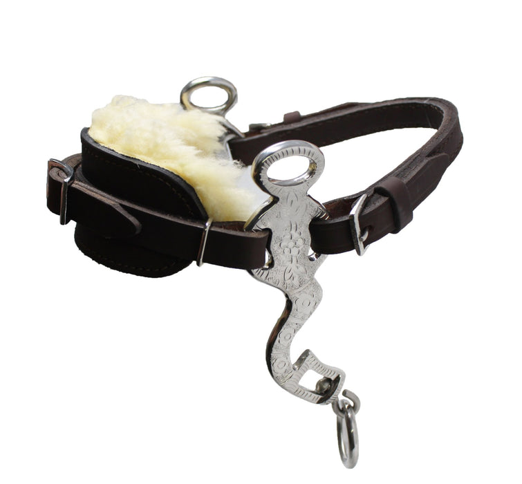 Challenger Horse Leather Engraved Bitless Bridle Training Hackamore Pony 35H17