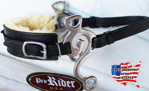 Horse  Saddle Black Adjustable  Fleece Leather Bitless English Western Hackamore 35H18